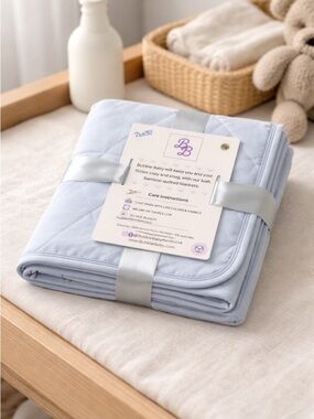 NWT Bubble Baby Bamboo Quilted Blanket - Light Blue - Size 26 x 35